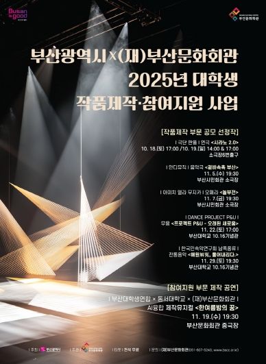 부산문화회관 2025 대학생 작품제작 참여지원 사업_포스터