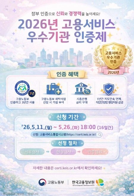2026년 고용서비스 우수기관 인증제 포스터